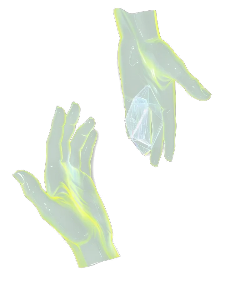 Glass hands offering a crystal - white-label delivery for agencies
