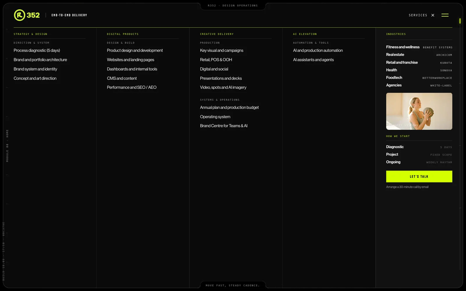 Services map with four columns