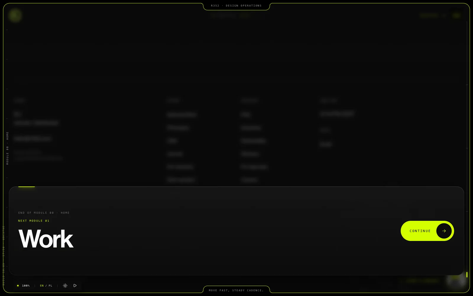 End-of-module panel leading to the next page