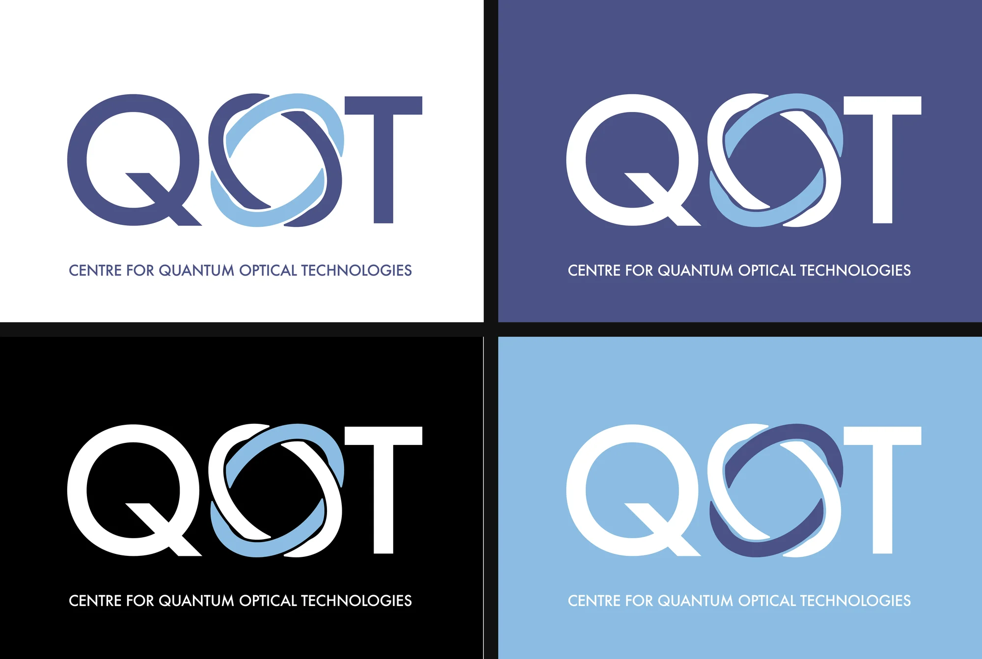 Four colour versions: white, brand navy, black and light blue