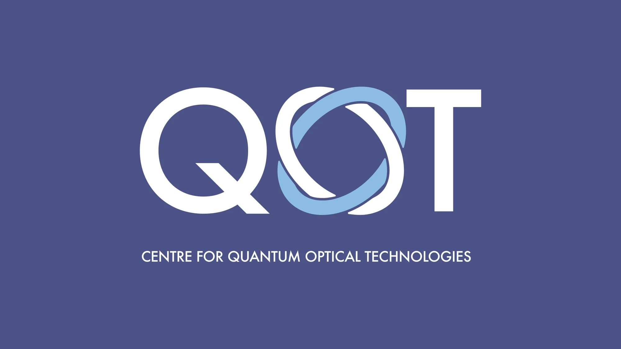 The QOT mark in white on brand navy