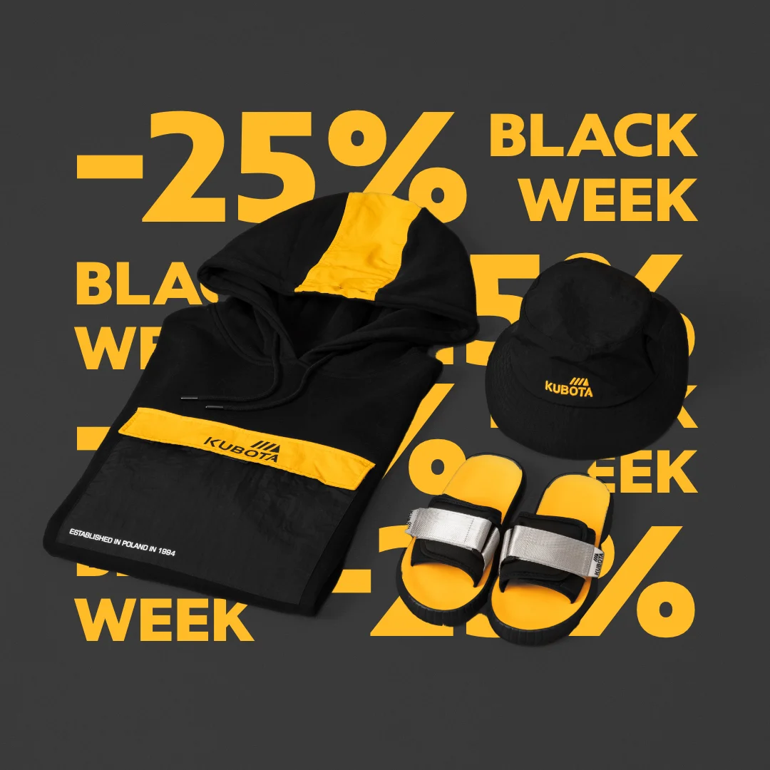 Black Week, żółta typografia za czwórką modeli