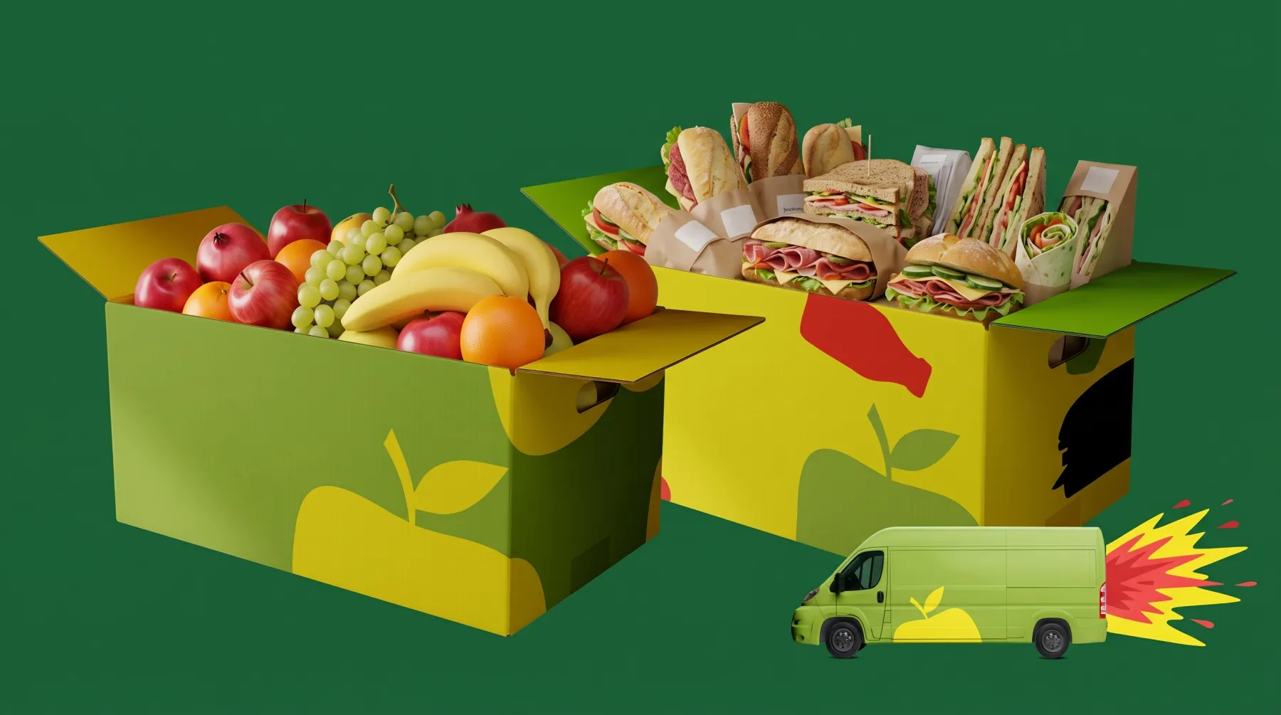 The same boxes and van as above, with every letter removed