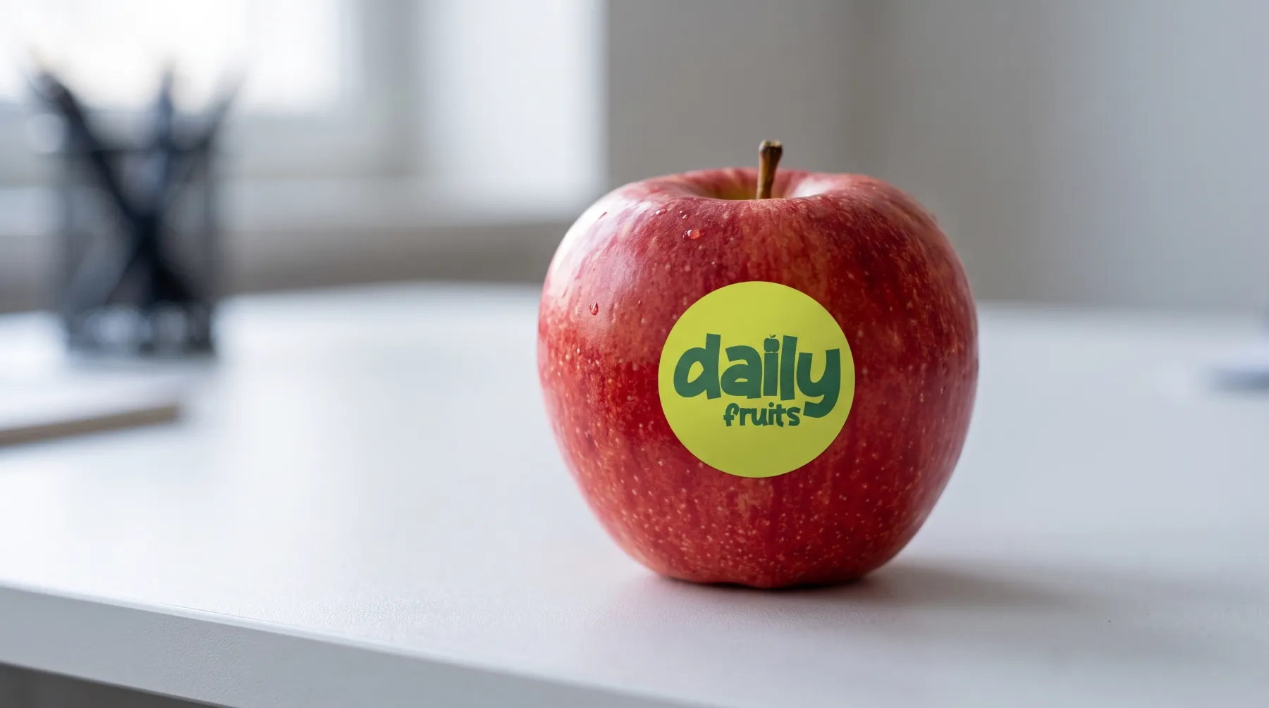 And at the smallest: a 2 cm sticker on an apple