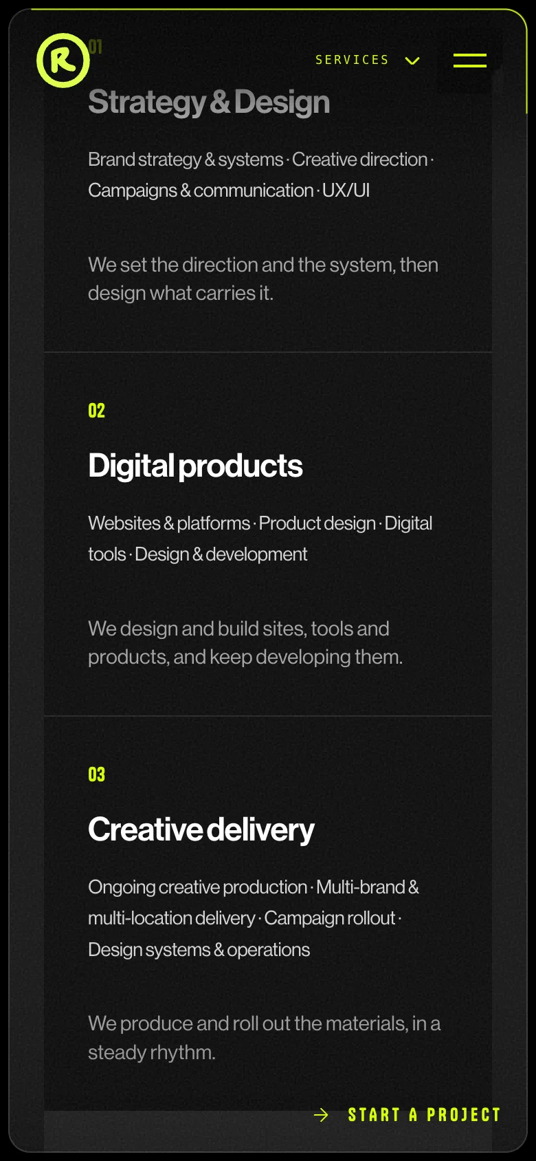 Four capabilities as a list on a phone