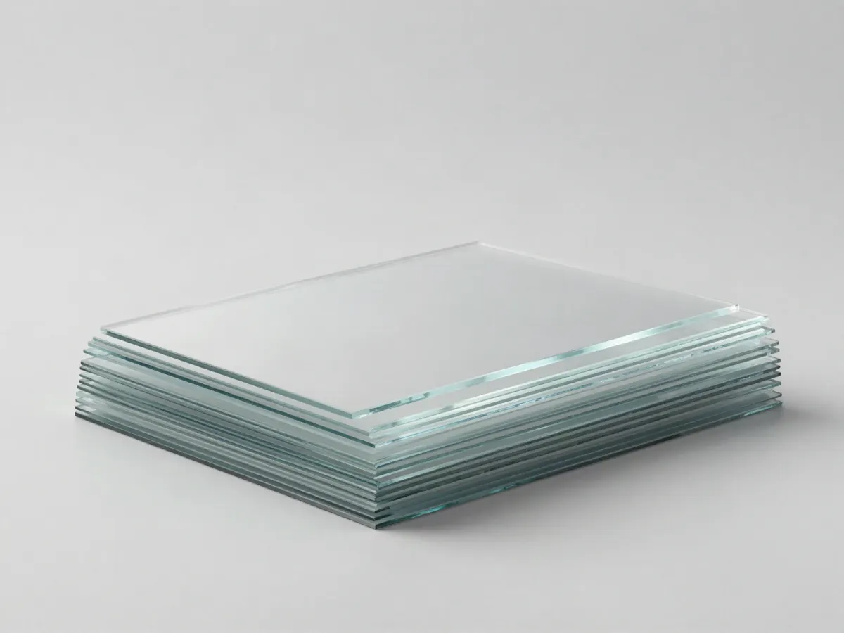 A stack of glass sheets in different formats