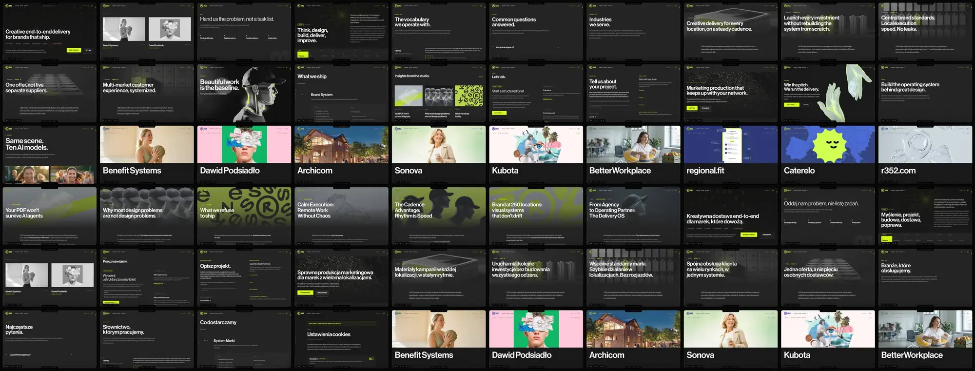 Overview of sixty pages of the site in English and Polish