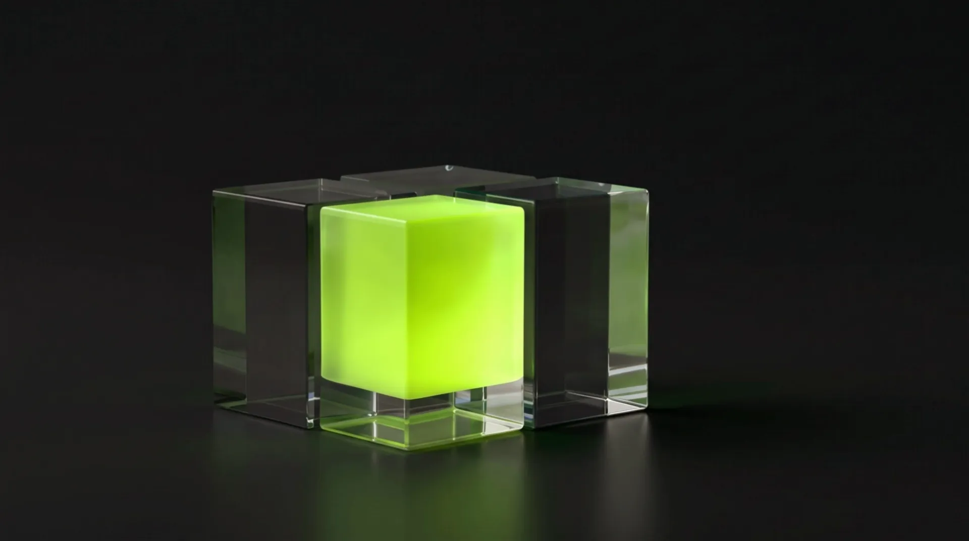 Four glass blocks fitting into one solid