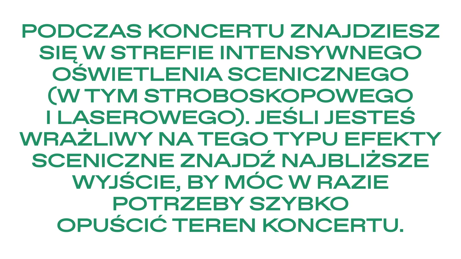 Komunikat bezpieczeństwa na ekrany obiektu
