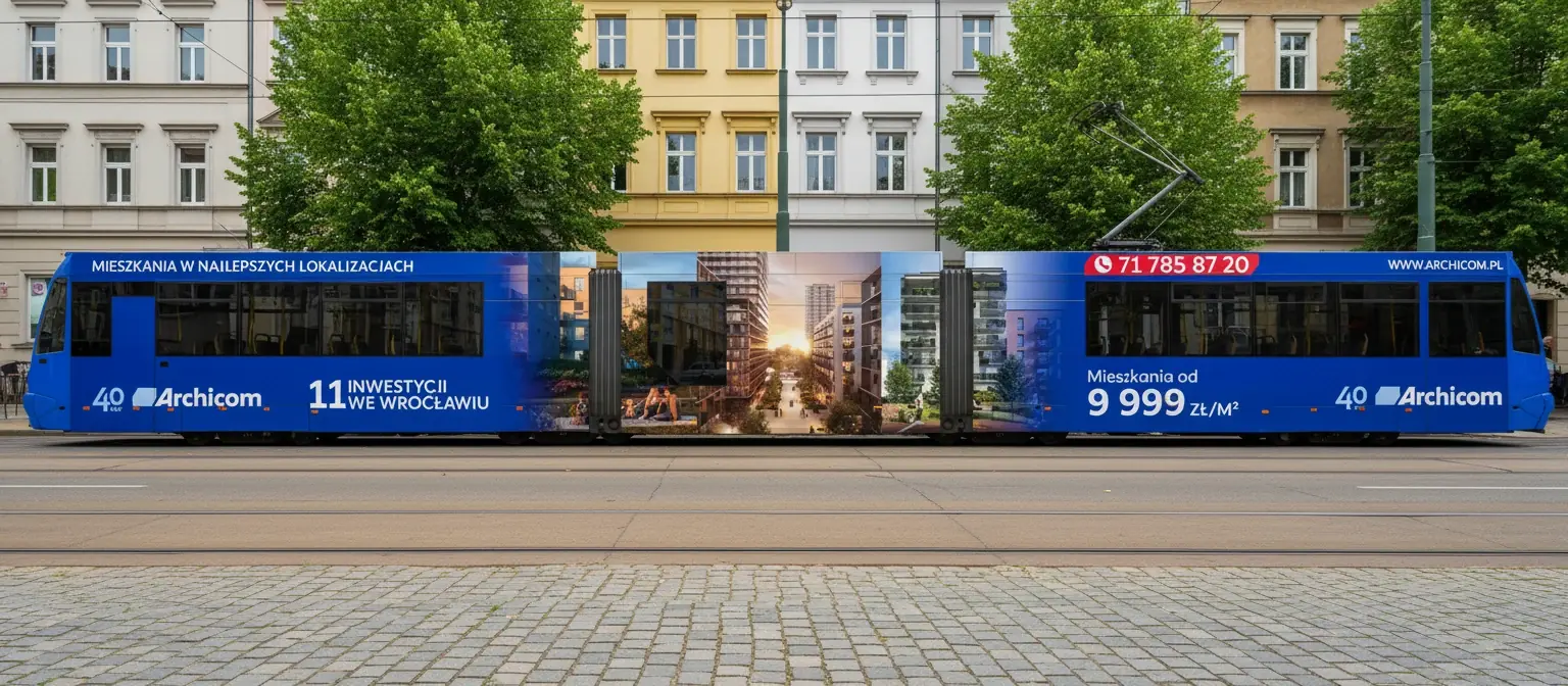 Tramwaj Archicom na wrocławskiej ulicy, wizualizacja