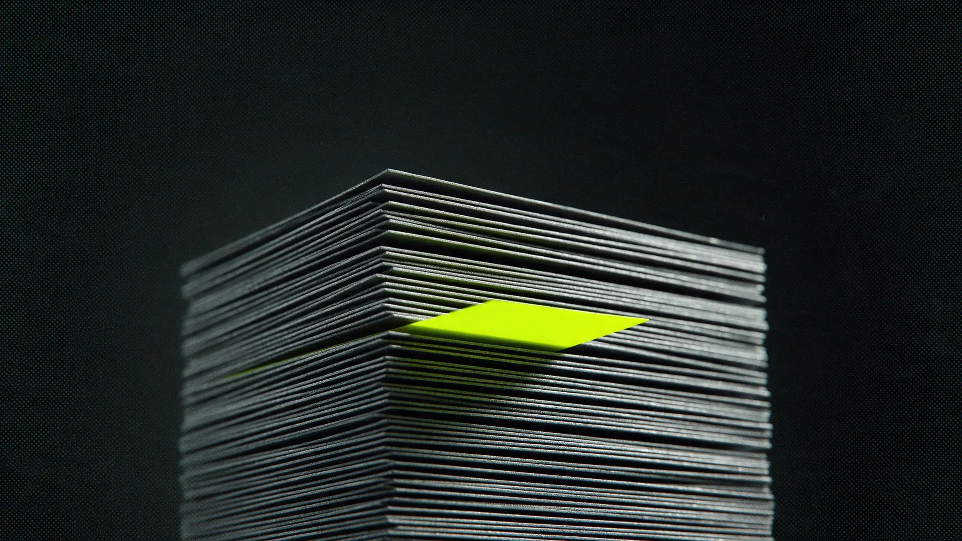 A stack of sheets with one lime layer